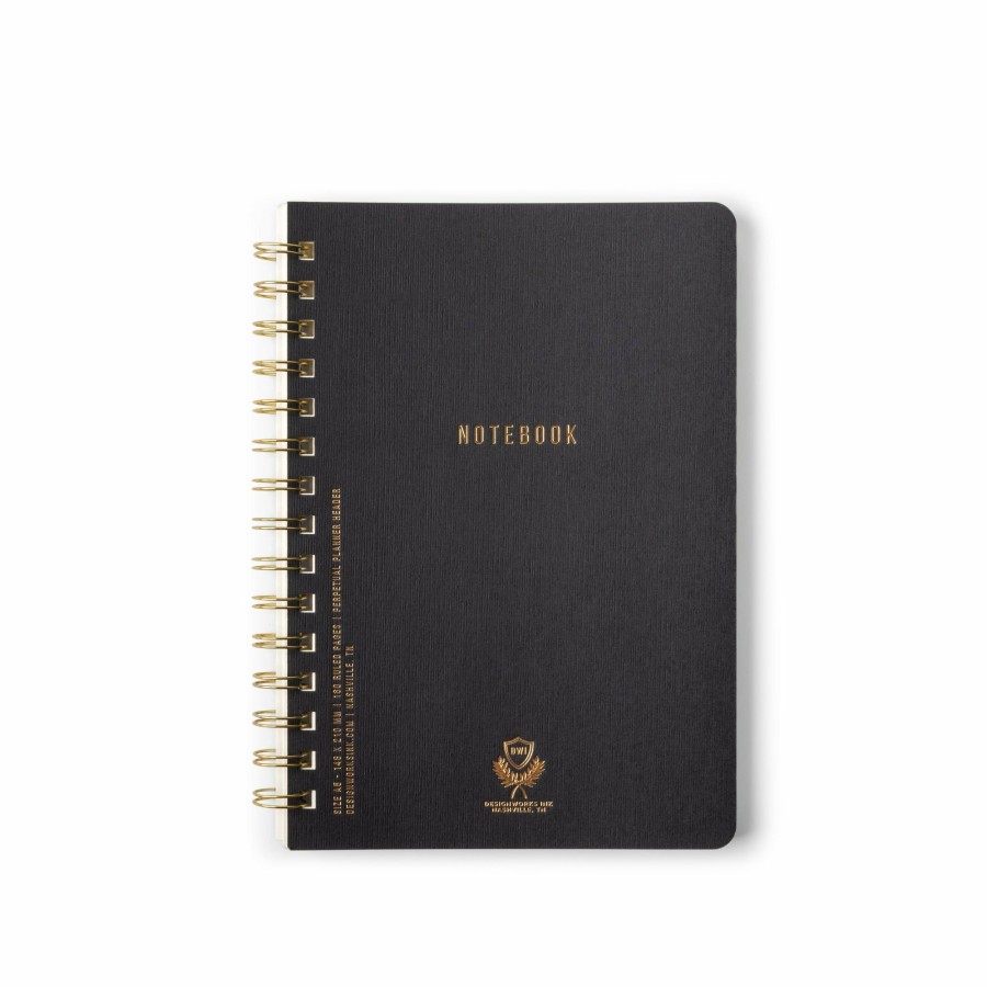 Stationery DesignWorks Ink | Textured Paper Twin Wire Notebook - Medium Ebony