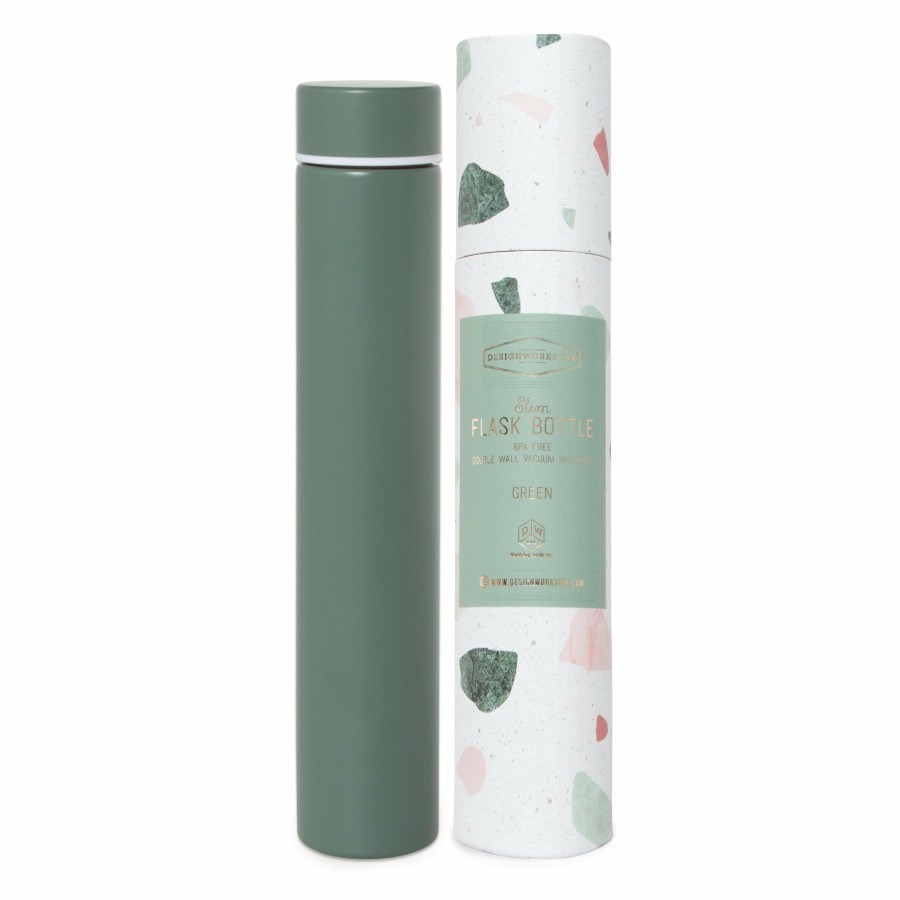 For the Home DesignWorks Ink | Slim Flask Bottle - Green