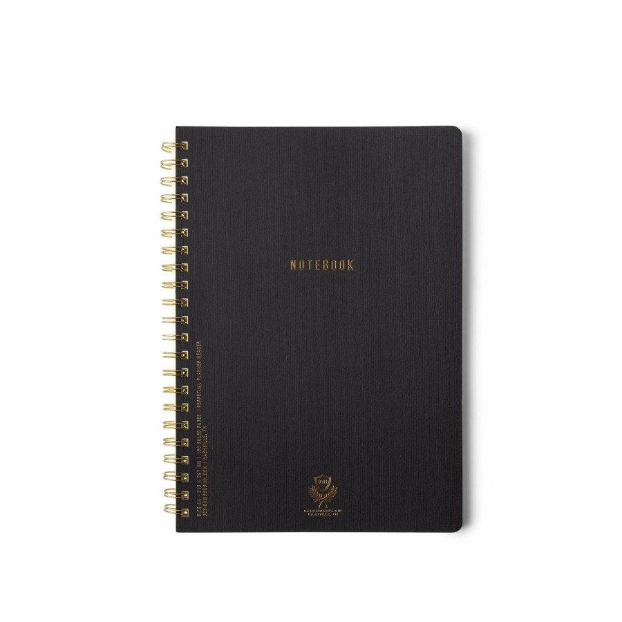 Stationery DesignWorks Ink | Textured Paper Twin Wire Notebook - Large Ebony