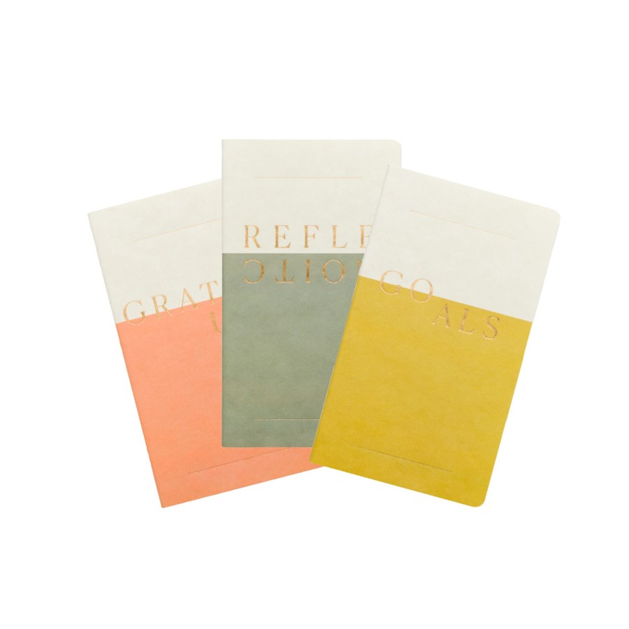 Stationery DesignWorks Ink | Set Of 3 Single Flex Undated Planners - Wellness (Reflections, Goals, Gratitude)