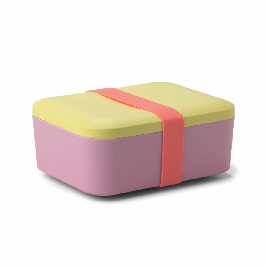 For the Home DesignWorks Ink | Melamine Lunch Box - Citron/Coral/Pink