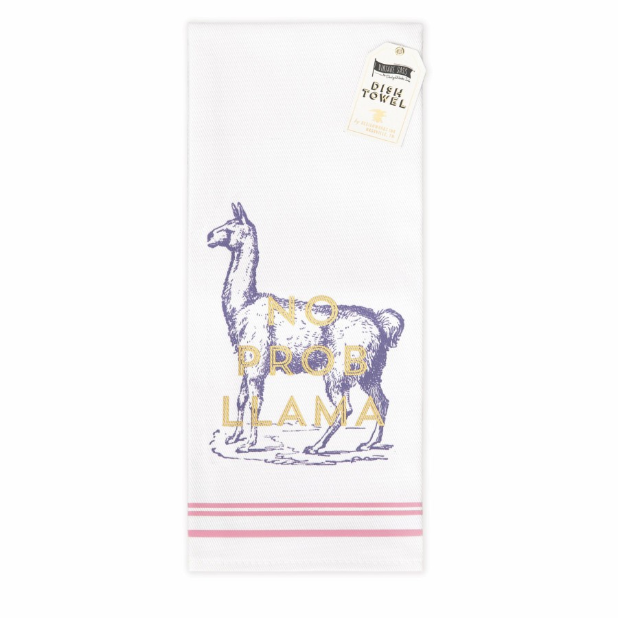 For the Home DesignWorks Ink | Vintage Sass Dish Towel - No Prob Llama