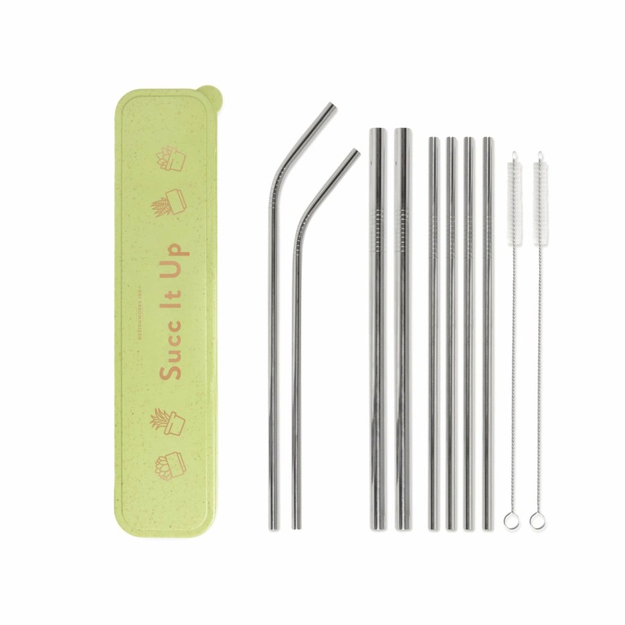 Reusable DesignWorks Ink | Stainless Steel Straw Set - Succ It Up