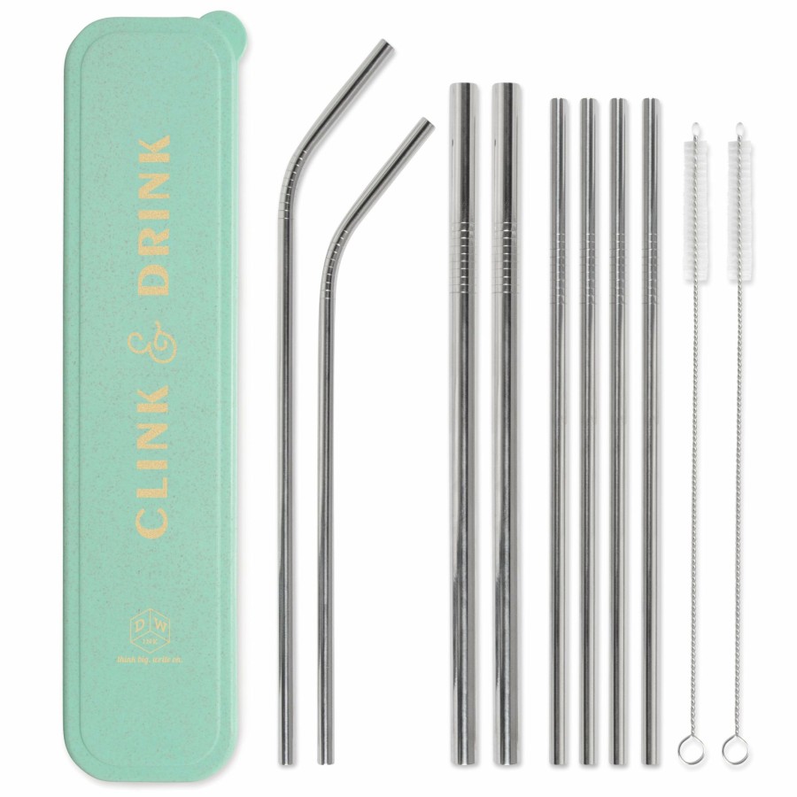 Reusable DesignWorks Ink | Stainless Steel Straw Set - "Clink & Drink"