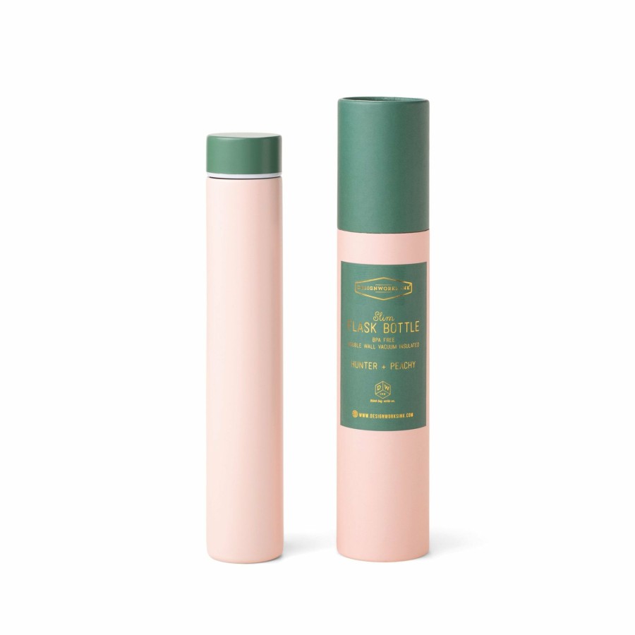 For the Home DesignWorks Ink | Slim Flask Bottle - Blush & Green