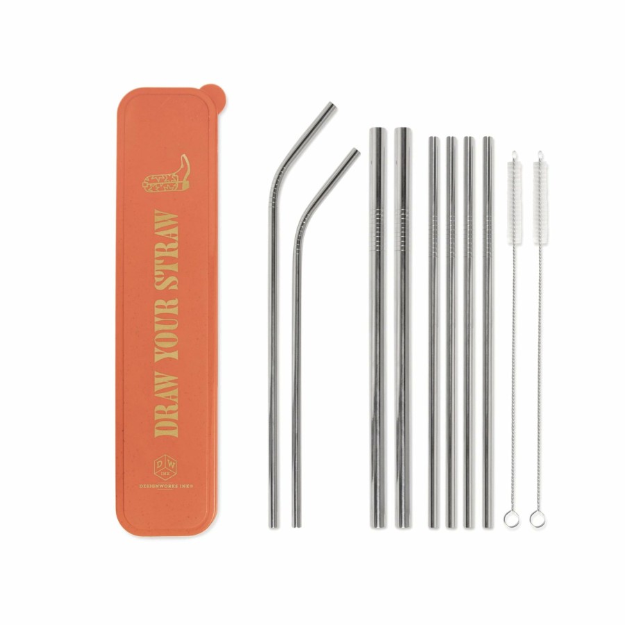 Reusable DesignWorks Ink | Stainless Steel Straw Set - Draw Your Straw